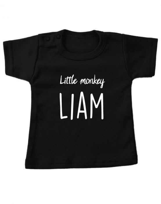 Tshirt_kort_Zwart-little-monkey-naam1